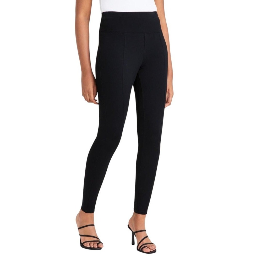 Bar III High-Waist Seamed Ponte-Knit Leggings Deep Black‎ XS